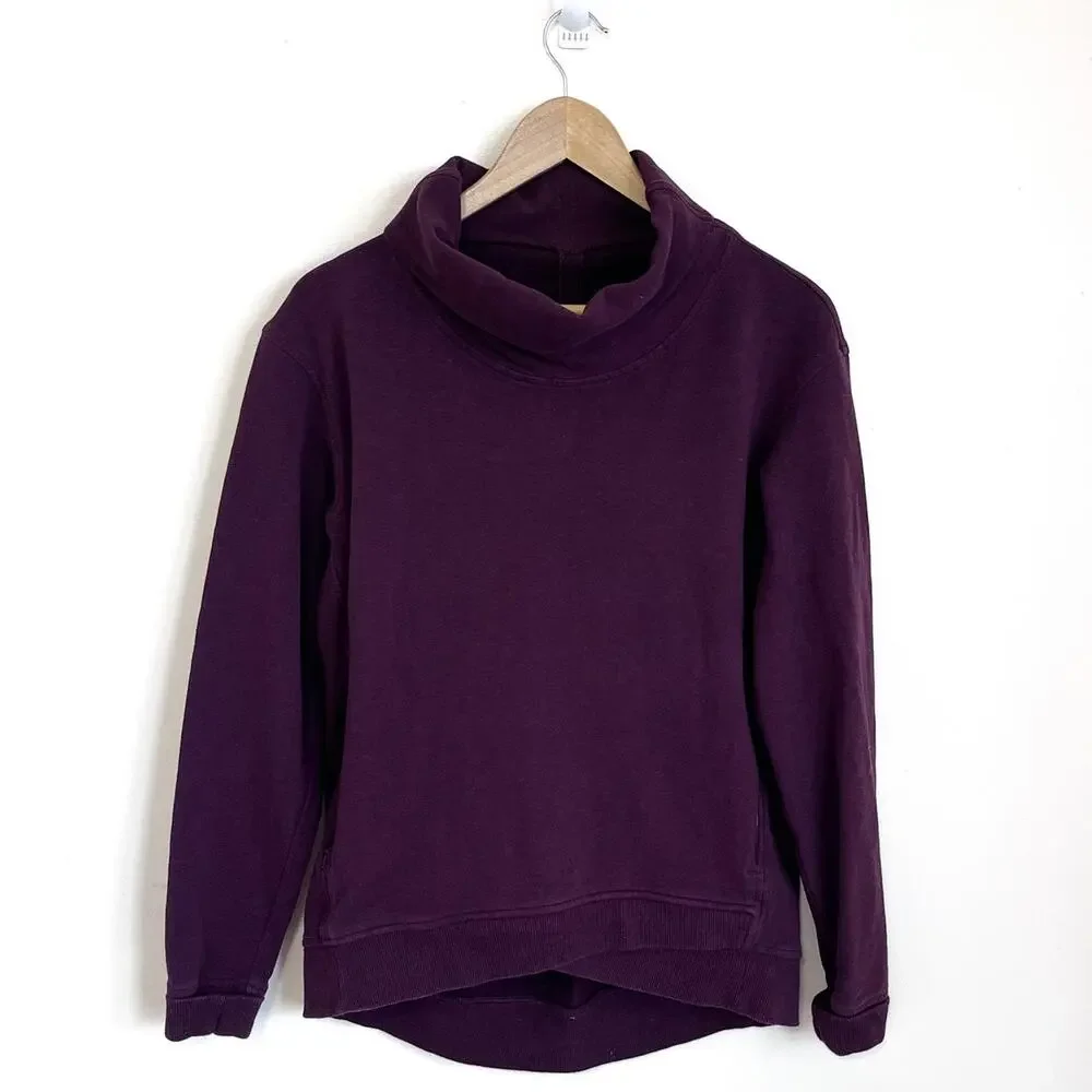 Lululemon Womens Thick Warm Pullover Sweatshirt Size 8 Burgundy‎ Oversized Cozy